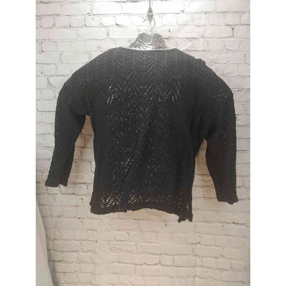 VINTAGE Women's Size XL Black Embroidered Oversized See Through Top